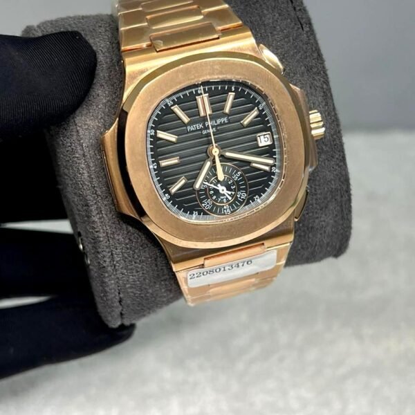PATEK PHILIPPE NAUTILUS BLACK DIAL ROSE GOLD SWISS ETA SUPER MASTER CLONE WATCH