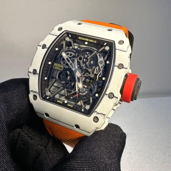 Richard Mille RM 35-01 rafa white bazel with orange velcro strap super clone replica watches in Dubai