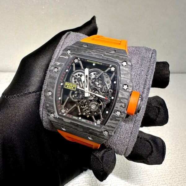 Richard Mille RM 35-01 rafa black bazel with orange strap super clone watches in Dubai