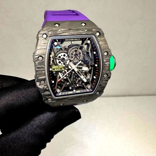 Richard Mille RM 35-02 rafa black bazel with purple strap super clone replica watches in Dubai at watchesindubai.com