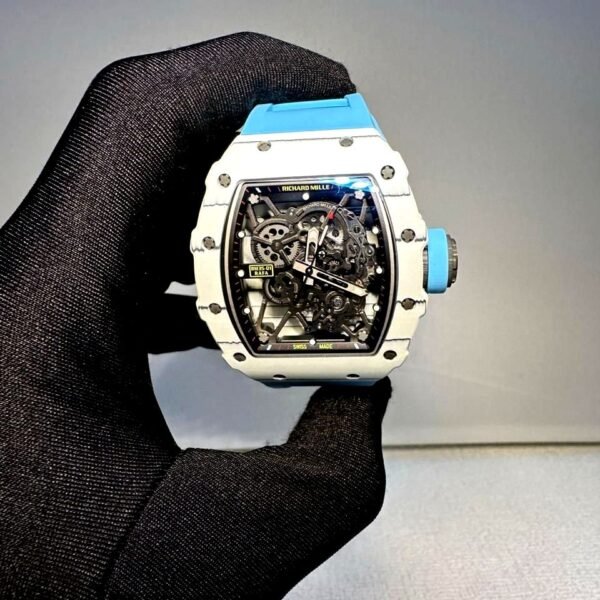 Richard Mille RM 35-01 rafa white bazel with blue strap super clone replica watches in Dubai