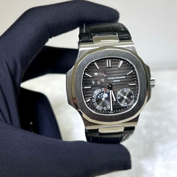 Patek Philippe Nautilus 5712G BLACK LEATHER SWISS ETA SUPER MASTER WATCH