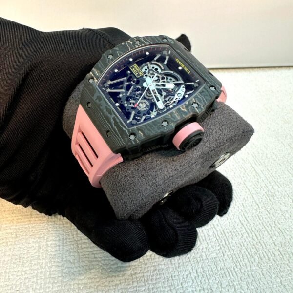 RICHARD MILLE RM 35-02 CARBON WITH PINK RUBBER STRAP super clone 1:1 SLIM watch