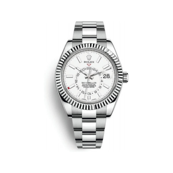 ROLEX SKY DWELLER WHITE DIAL FULL STEEL SUPER CLONE WATCH