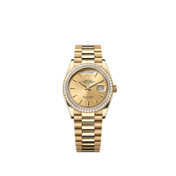 Rolex day date  gold dial full gold bracelet with diamond super clone watch