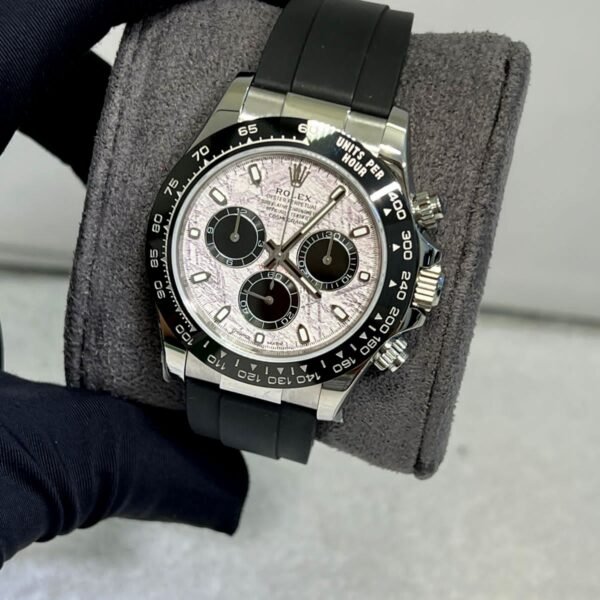 Rolex Cosmograph Daytona Meteroite with black index dial rubber strap slim super clone watch