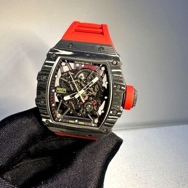 RICHARD MILLE RM 35-02 RAFAEL NADAL RED CARBON with complete working inside super clone 1:1 SLIM watch