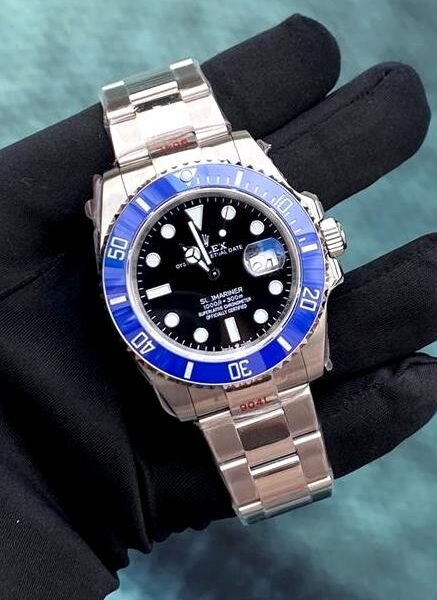 ROLEX SUBMARINER BLUE BEZEL BLACK DIAL SUPER CLONE WATCH