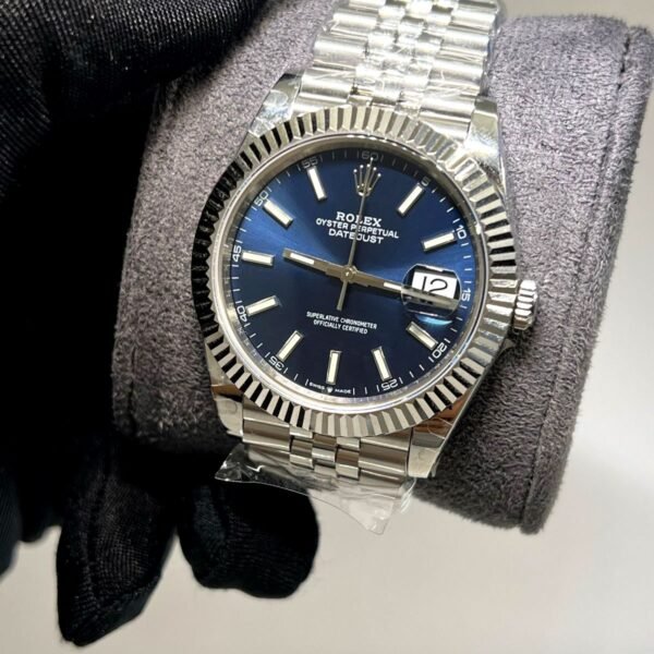 Rolex date just blue dial full steel super clone watch