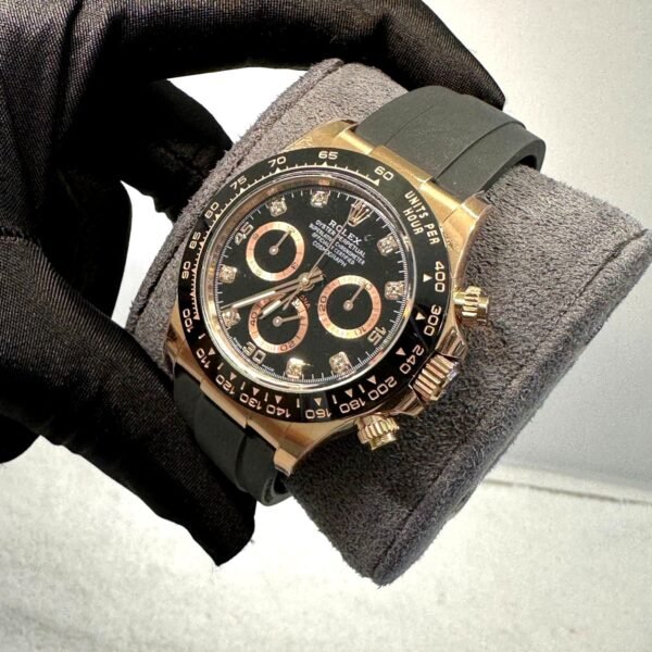 ROLEX DAYTONA BLACK DIAL WITH DIAMOND CERAMIC BEZEL WITH ROSE GOLD CASE SUPER CLONE WATCH