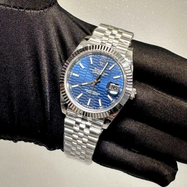 Rolex date just blue Motif dial full steel  jubliee bracelet super clone watch
