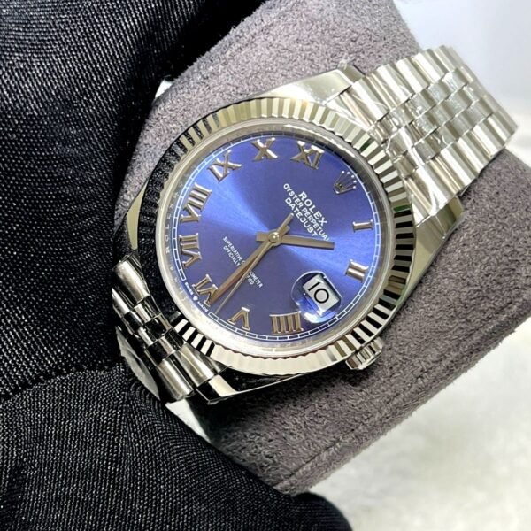 Rolex date just blue dial roman edition full steel super clone watch
