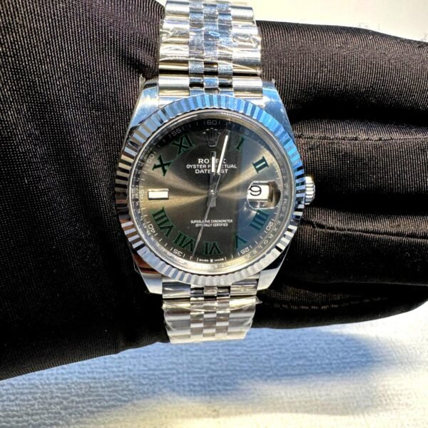 Rolex date just roman edition grey dial full steel super clone watch