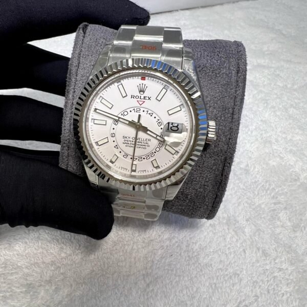 ROLEX SKY DWELLER WHITE DIAL FULL STEEL OYSTER SUPER CLONE WATCH