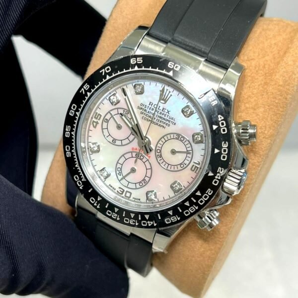 Rolex Cosmograph Daytona Mother of pearl dial with diamond rubber strap super clone watch