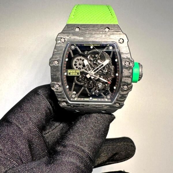 Richard Mille RM 35-01 Black watch with green velcro strap super clone 1:1 watches in Dubai