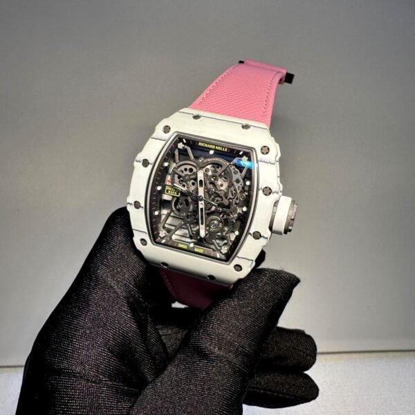 Richard Mille RM 35-01 white watch with pink velcro strap super clone 1:1 watches in Dubai