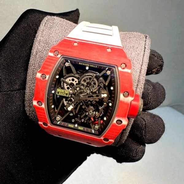Richard Mille RM 35-02 Red with white strap slim super clone watch